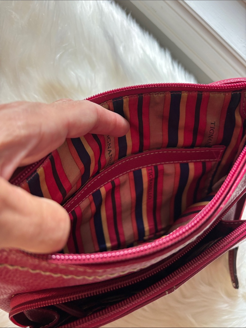 Tignanello Deep Raspberry Pebbled Leather Crossbody - Picture 3 of 6